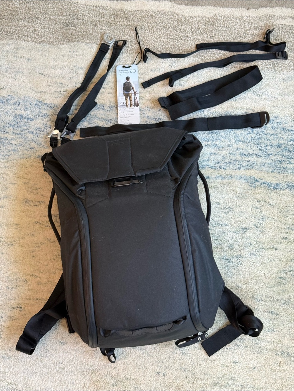 Peak Design Everyday Backpack 20L Black V1 MagLatch FlexFold All Accessories Inc